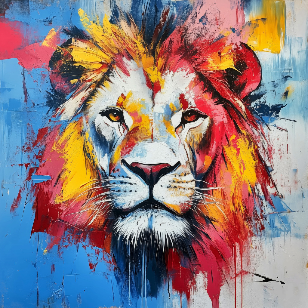 2411009 - Löwenporträt | Modernes Wandbild oder Poster im Stil eines modernen Gemäldes.