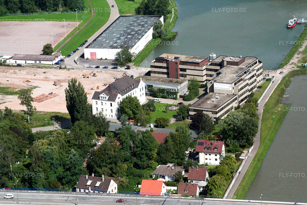 Luftbild: Fachmarkzentrum Baustelle am CJD im Ortsteil Maximiliansau in Wörth im Bundesland Rheinland-Pfalz in Deutschland. Foto: IMG_3644.jpg vom 31.08.2006 durch Werner Riehm/FLY-FOTO.de