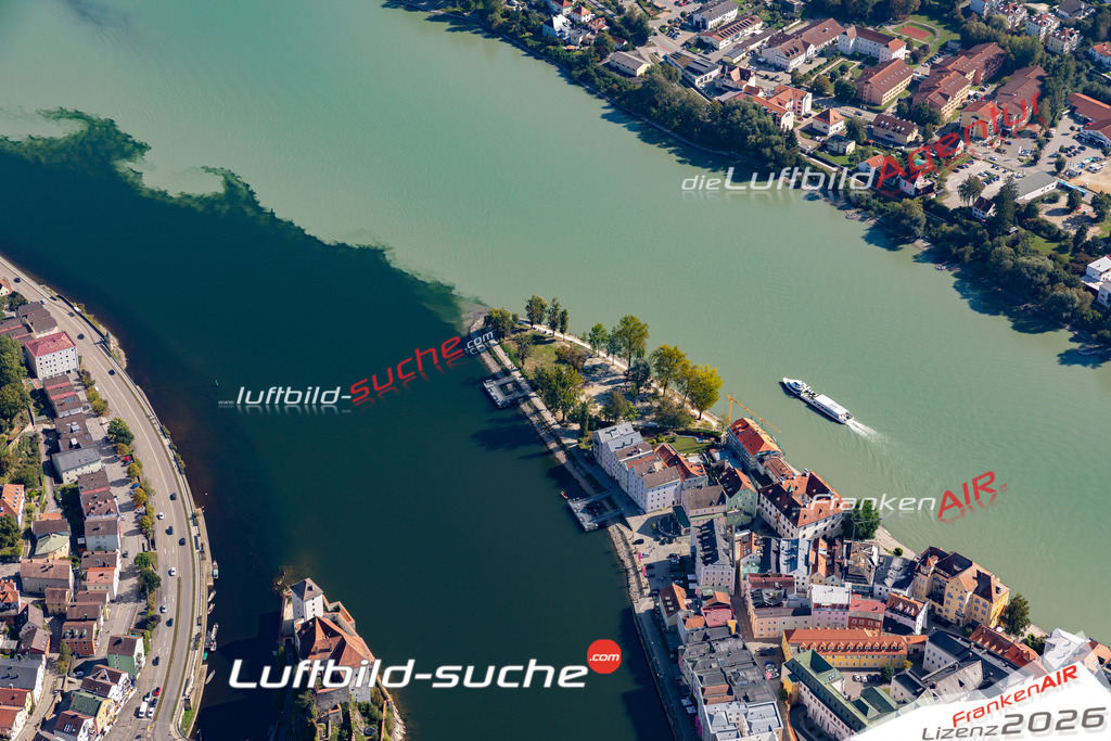 Die Luftbildaufnahme Dreifluesseeck - Passau wurde 2020 mittels Flugzeug (keine Drohne) erstellt. Perfekte Schärfe und Druck- Ergebnisse- Garantiert!
