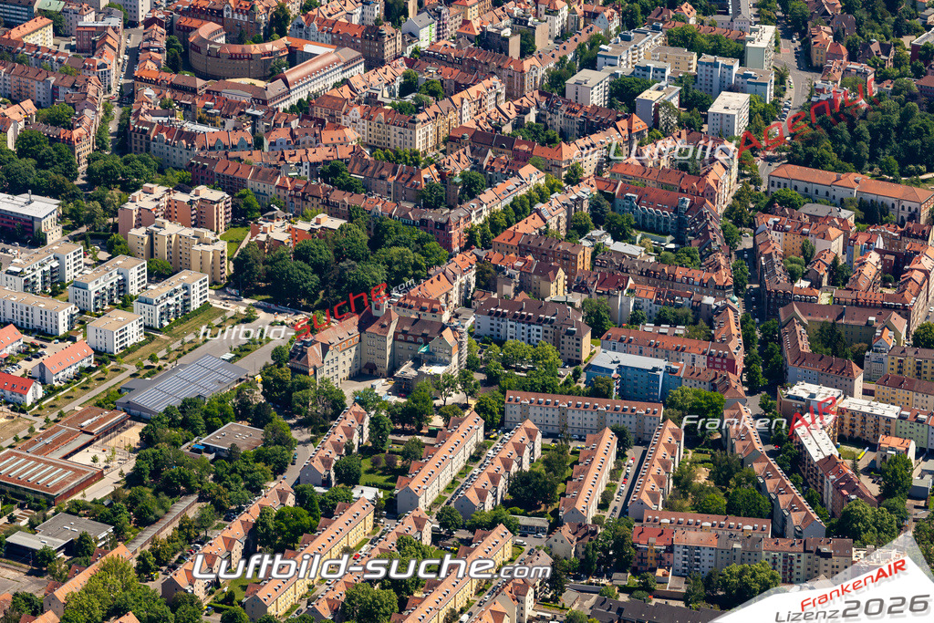 Aktuelles Luftbild von Pirckheimerstraße nuernberg - Die Luftaufnahme wurde 2020 mittels UL-Flugzeug erstellt ( keine Drohne ) - hochauflösende Kamera-Systeme von  Canon -Beste Qualität - Für grossformatige Ausdrucke geeignet. Die Geschenkidee !