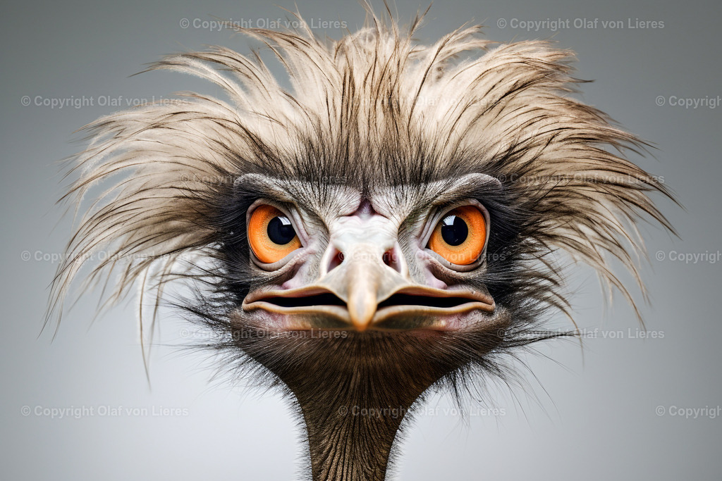 lustiges Gesicht vom Emu | Vogelstrauss schaut verwirrt