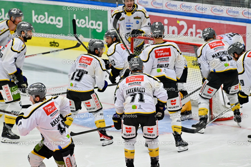 EC IDM Wärmepumpen VSV vs. HC Pustertal 8.10.2023 | HC Pustertal Mannschaft, EC IDM Wärmepumpen VSV vs. HC Pustertal 8.10.2023, EC IDM Wärmepumpen VSV vs. HC Pustertal am 08.10.2023 in Villach (Stadthalle Villach), Austria, (Photo by Bernd Stefan)