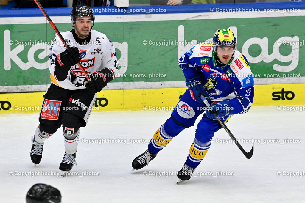 EC IDM Wärmepumpen VSV vs. Pioneers Vorarlberg | #12 Cole Gallant Pioneers Vorarlberg, #13 Adam Helewka EC VSV, EC IDM Wärmepumpen VSV vs. Pioneers Vorarlberg, EC IDM WÄRMEPUMPEN VSV vs. Pioneers Vorarlberg am 03.10.2025 in Villach (Stadthalle Villach), Austria, (Photo by Bernd Stefan)