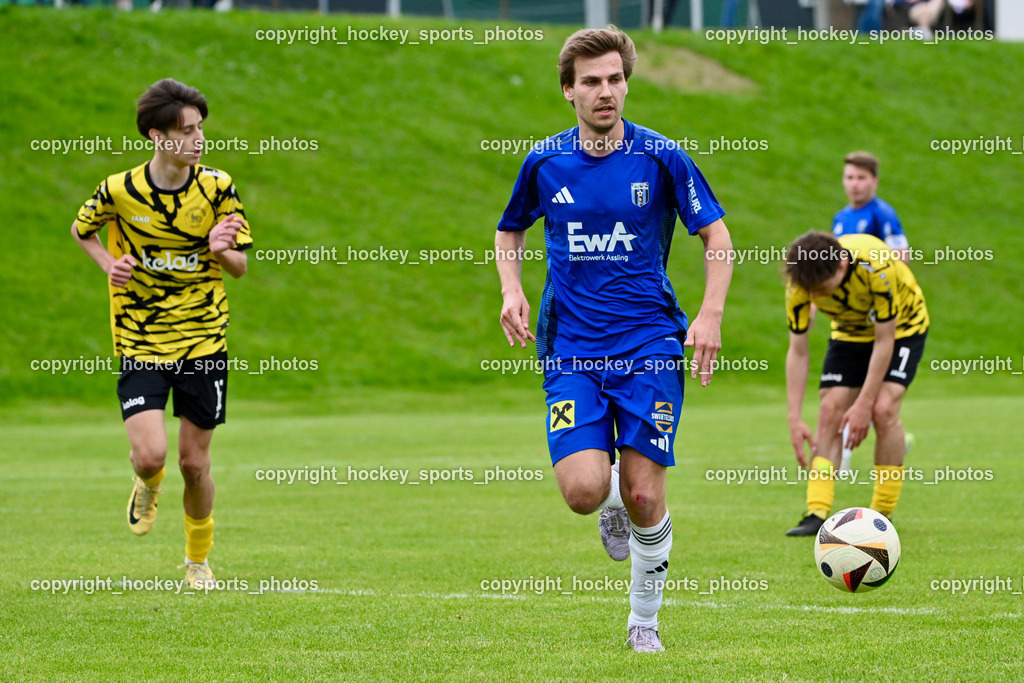 FC Faakersee vs. URC Thal Assling | #7 Florian Michael Huber URC Thal Assling, #12 Moritz Nico Prugger FC Faakersee, FC Faakersee vs. URC Thal Assling, FC Faakersee vs. URC Thal Assling am 04.05.2025 in Finkenstein (Sportplatz Finkenstein), Austria, (Photo by Bernd Stefan)