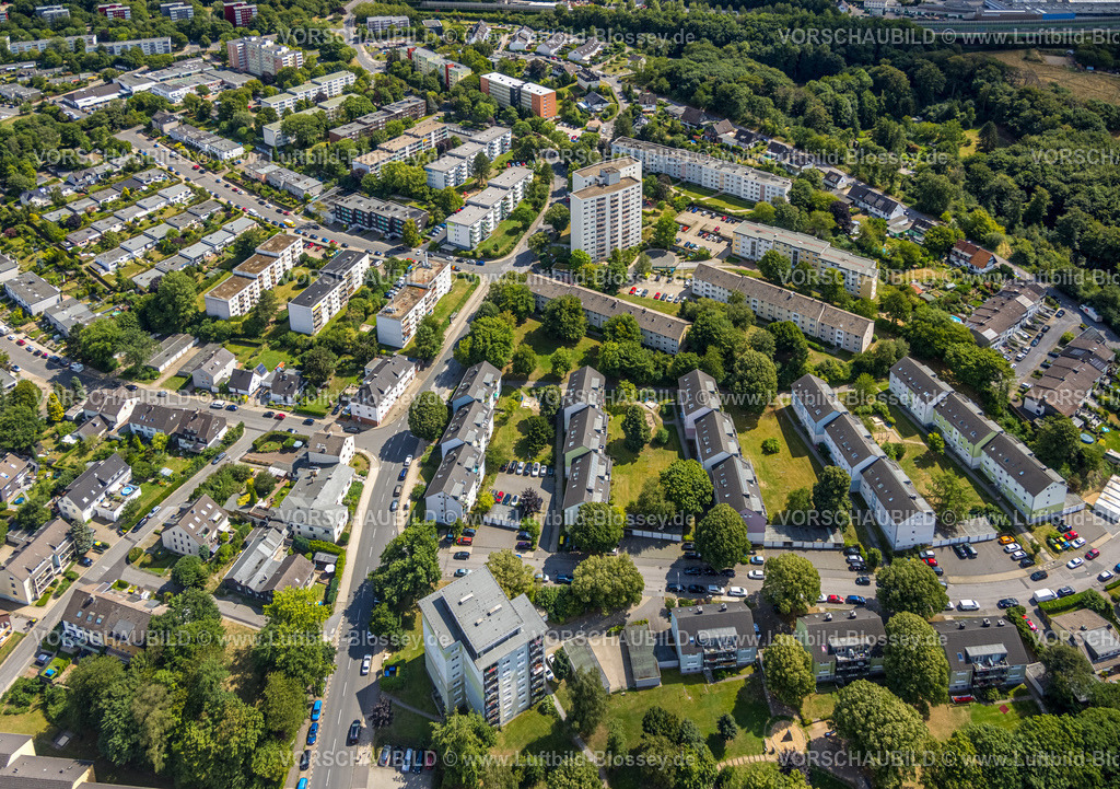 Velbert220803229 | Luftbild, Wohnsiedlung Birther Straße und Hochhäuser, Velbert, Ruhrgebiet, Nordrhein-Westfalen, Deutschland