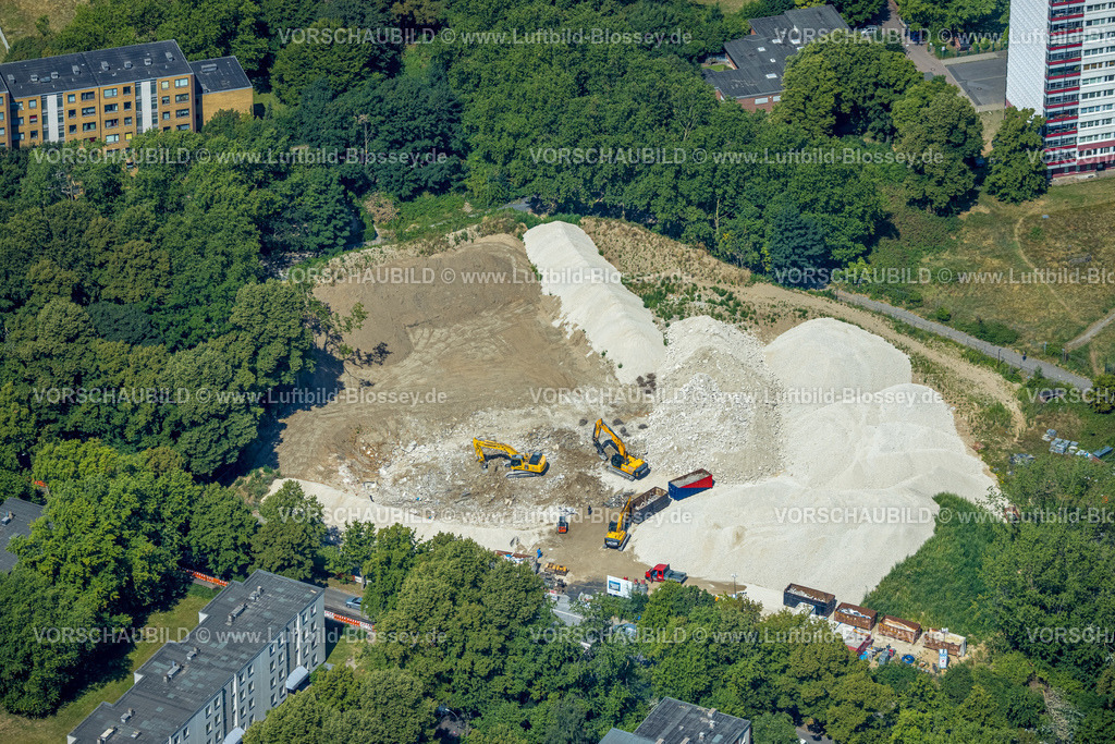 Duisburg220702009 | Luftbild, Hochhäuser in Hochheide, Wohnpark Hochheide, Die Weißen Riesen, Baustelle, Duisburg, Ruhrgebiet, Nordrhein-Westfalen, Deutschland