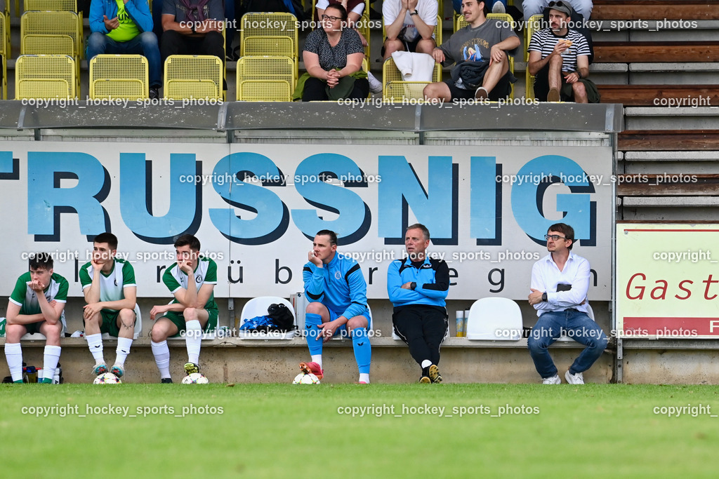 SV Feldkirchen vs. ATSV Wolfsberg 26.5.2023 | Spielerbank SV Feldkirchen, #ET Dario Pick, Tormanntrainer SV Feldkirchen Christian Dietrichsteiner, Headcoach SV Feldkirchen Michael Johann Lattacher