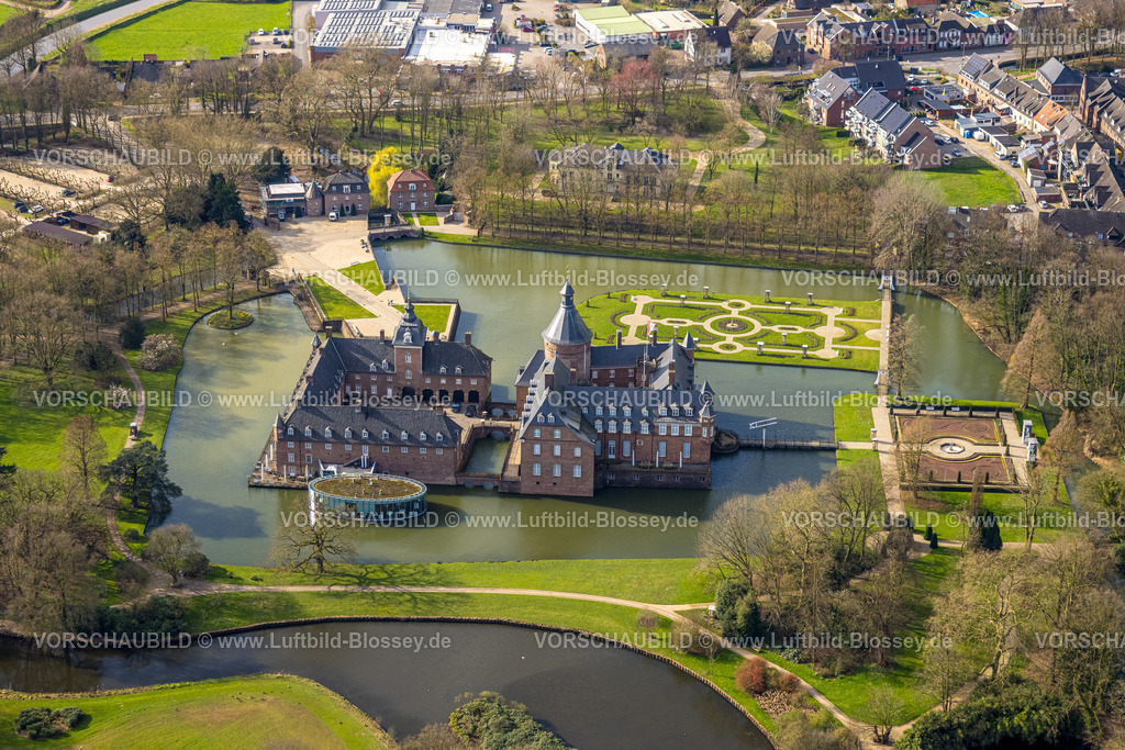 Isselburg240314092 | Luftbild, Schloss Wasserburg Anholt mit Schlosspark und Barockgarten, Restaurant Wasserpavillon, Anholt, Isselburg, Nordrhein-Westfalen, Deutschland