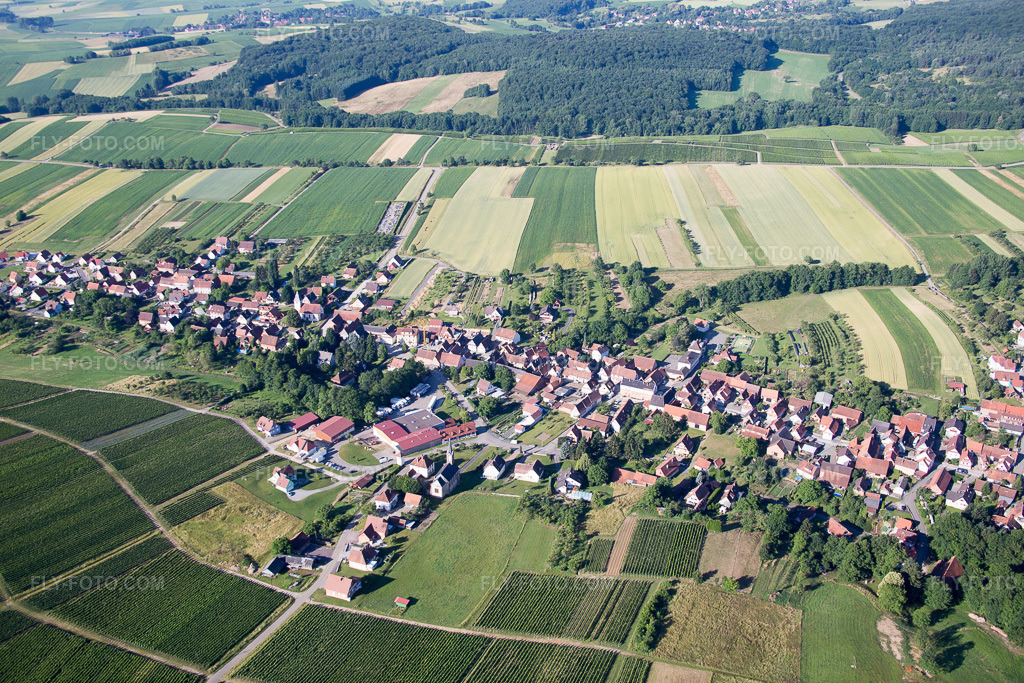 Aerial view: View of the town in Cleebourg in the state Bas-Rhin, France.Photo: IMG_082985.jpg taken on 06/26/2015 by Werner Riehm/FLY-FOTO.comResolution of the original: 5472 x 3648 px
