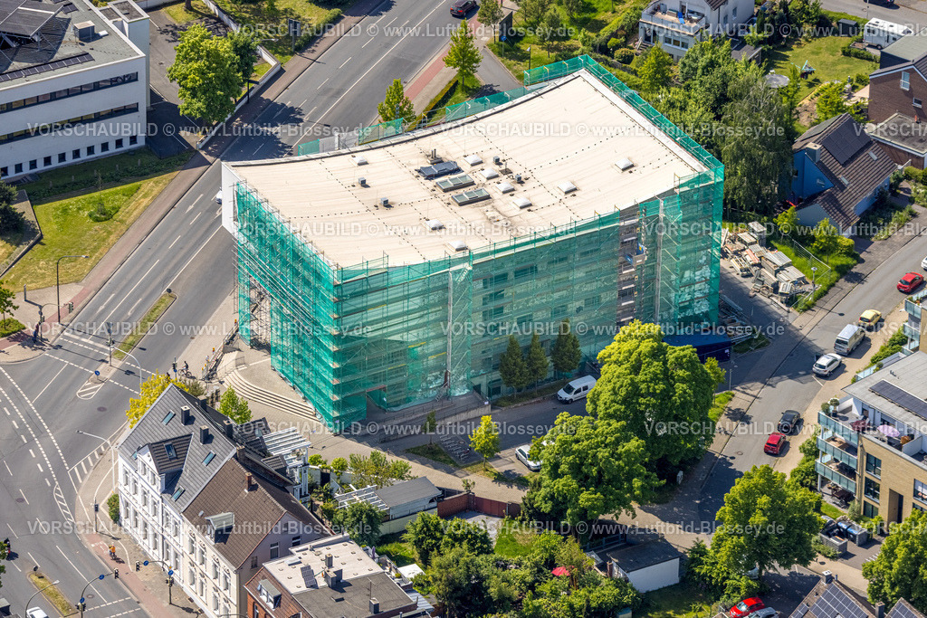 Hamm250500447Musikschule | Luftbild, Sanierung der Städtischen Musikschule, Baustelle mit Baugerüst und Verhüllung, Mitte, Hamm, Ruhrgebiet, Nordrhein-Westfalen, Deutschland