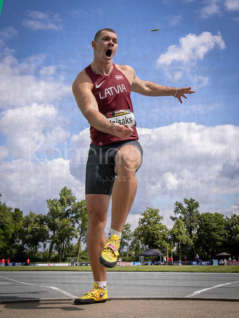 Juniorengala 2026; Mannheim, 14.06.2026 | MANNHEIM, GERMANY - JUNE 14, 2026 : Adrians Maisaks (LAT/Latvia) competing in the men’s U20 discus throw during the Juniorengala 2026 at Michael-Hoffmann-Stadion on June 14, 2026 in Mannheim, Germany.