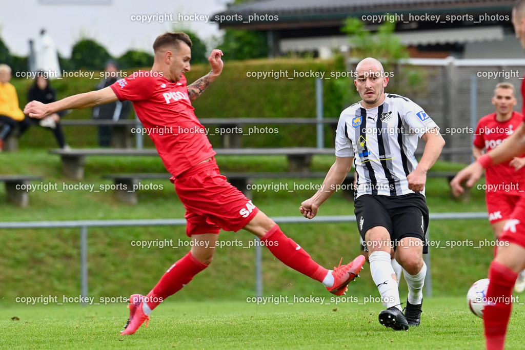 SVG Bleiburg vs. SAK 23.9.2023 | #4 Marko Gajic SAK, #6 Nikola Tolimir SVG Bleiburg, SVG Bleiburg vs. SAK 23.9.2023, SVG Bleiburg vs. SAK am 23.09.2023 in Bleiburg (Karl Kornberger Stadion), Austria, (Photo by Bernd Stefan)