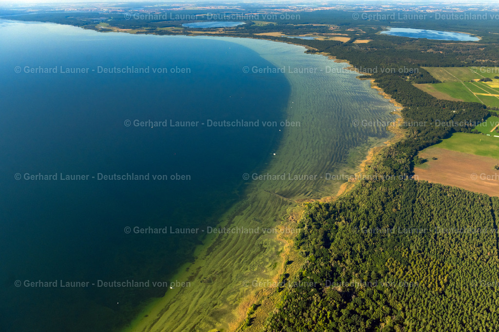 4062287 | BOEKER MüHLE 08.09.2021 Bewaldete und seichte Uferbereiche der Müritz bei Boeker Mühle im Bundesland Mecklenburg-Vorpommern. Am Ufer liegen Segelboote und Schiffe. // Wooded riparian areas of the Mueritz with small boats in Boeker Muehle in the state of Mecklenburg - Western Pomerania. Foto: Gerhard Launer
