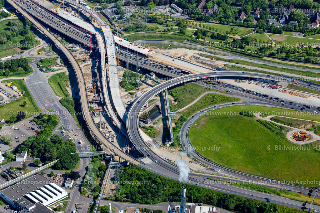 Luftbild Leverkusen-3431 | Luftbildfotografie und Luftbild Baustelle an der Verkehrsführung am Autobahnkreuz der BAB A1-59 in Leverkusen Ortsteil Wiesdorf im Bundesland Nordrhein-Westfalen, Deutschland - Realisiert mit Pictrs.com