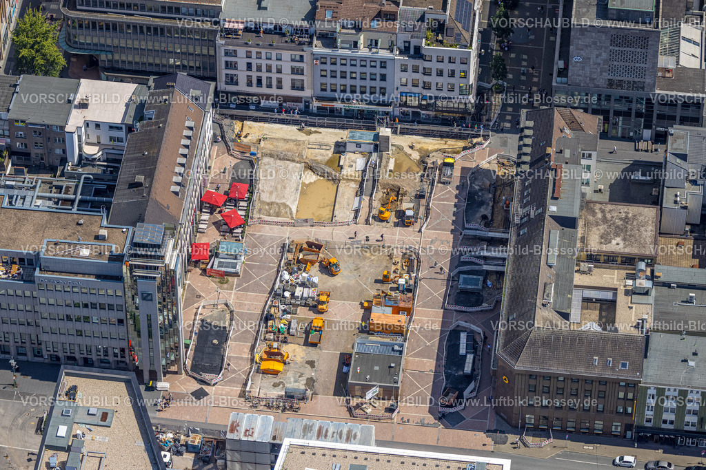 Bochum230802390 | Luftbild, Husemann Platz Baustelle und Umbau, Gleisdreieck, Bochum, Ruhrgebiet, Nordrhein-Westfalen, Deutschland
