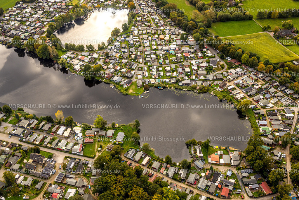 Rees241009913HaffenscheLandwehr | Luftbild, Haffensche Landwehr und Lange Renne, Campingplatz und Campinghäuser Im Bonekamp und Lange Renne, Freizeitanlage, Mehrhoog, Hamminkeln, Niederrhein, Nordrhein-Westfalen, Deutschland
