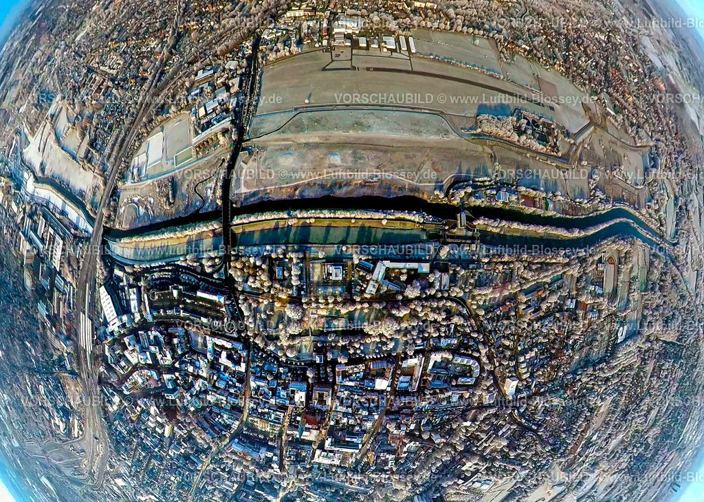 Hamm221290009Lippeumbau-2 | Luftbild von Hamm im Schnee, Lippeumbau Erlebensraum, Flugplatz Lippewiesen, fisheye, Fisheye Aufnahme, Fischaugen Aufnahme, 360 Grad Aufnahme, Uentrop, Hamm, Ruhrgebiet, Nordrhein-Westfalen, Deutschland