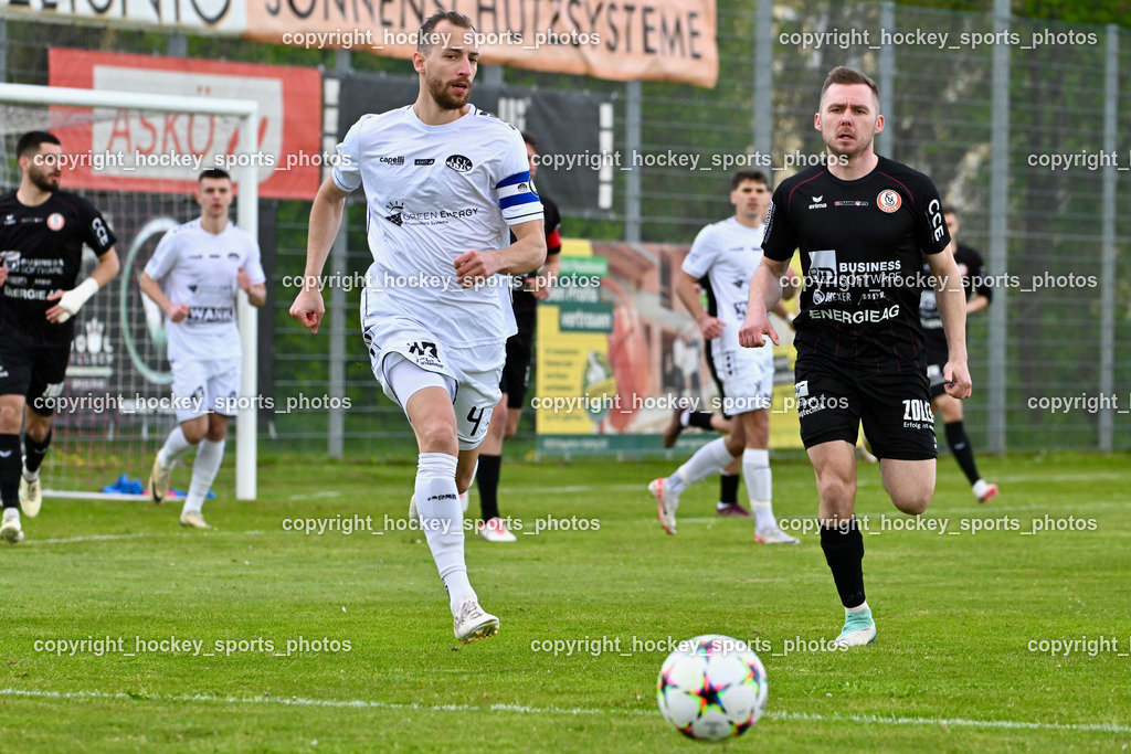 ASK Klagenfurt vs. SK Vorwärts Steyr 21.4.2024 | #4 Mateo Grubor ASK Klagenfurt, #24 Mirsad Sulejmanovic SK Vorwärts Steyr, ASK Klagenfurt vs. SK Vorwärts Steyr 21.4.2024, ASK Klagenfurt vs. SK Vorwärts Steyr am 21.04.2024 in Klagenfurt (ASK Sportzentrum Fischl), Austria, (Photo by Bernd Stefan)