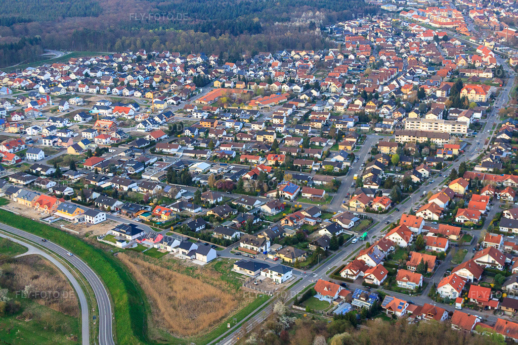 Luftbild: Buchstraße bis Vogelring in Jockgrim im Bundesland Rheinland-Pfalz in Deutschland. Foto: IMG_63422.jpg vom 28.03.2014 durch Werner Riehm/FLY-FOTO.de