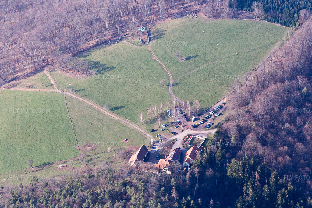 Aerial view: Gimbelhof in Wingen in the state Bas-Rhin, France.Photo: IMG_086697.jpg taken on 03/26/2016 by Werner Riehm/FLY-FOTO.comResolution of the original: 5472 x 3648 px