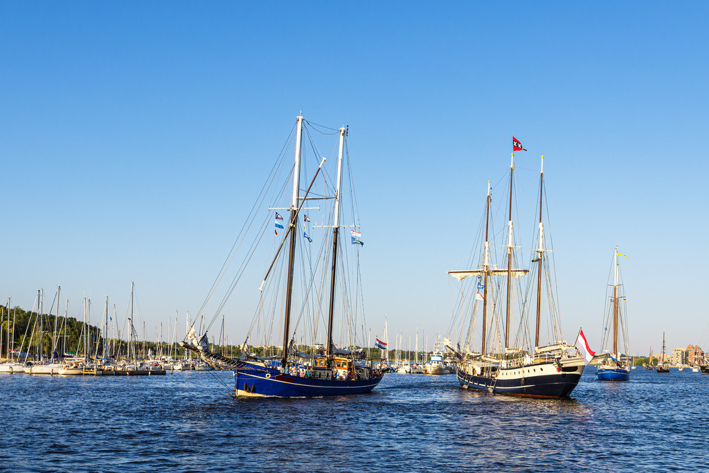 Segelschiffe auf der Warnow während der Hanse Sail in Rostock | Segelschiffe auf der Warnow während der Hanse Sail in Rostock.