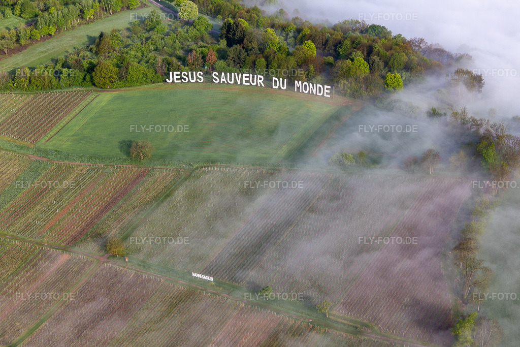 Luftbild: Jesus Saveur du Monde, Hannesacker in Rott im Bundesland Bas-Rhin in Frankreich. Foto: IMG_113794.jpg vom 29.04.2019 durch Werner Riehm/FLY-FOTO.de
