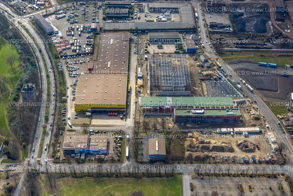 Duisburg240303773 | Luftbild, Baustelle am Gewerbegebiet zur Kupferhütte, Hochfeld, Duisburg, Ruhrgebiet, Nordrhein-Westfalen, Deutschland, Duisburg-S