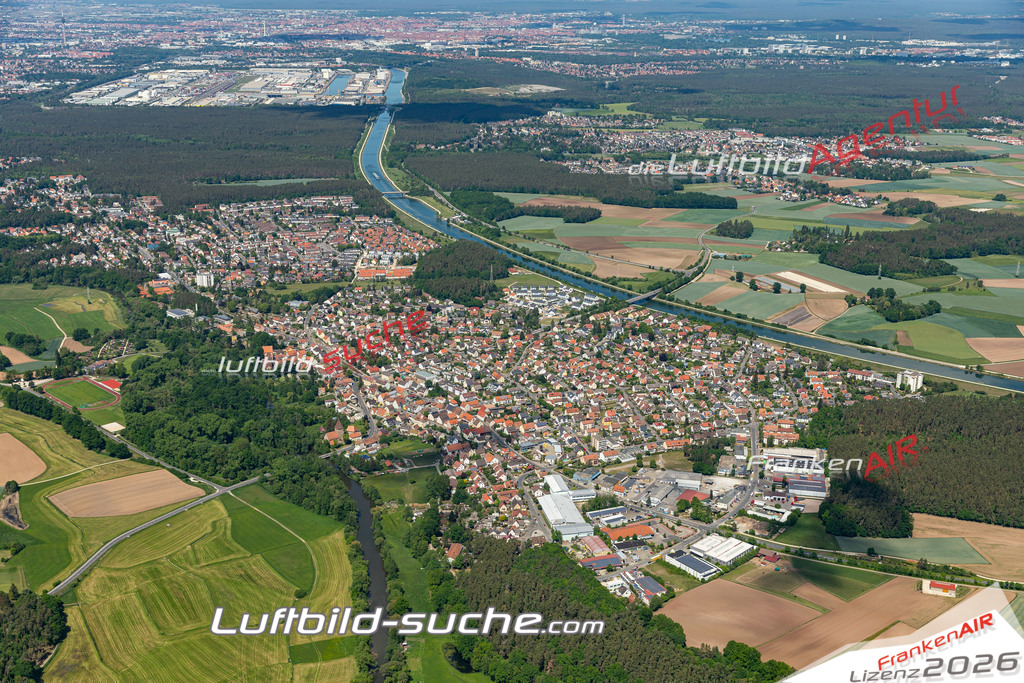 Aktuelles Luftbild von Katzwang Nürnberg - Die Luftaufnahme wurde 2020 mittels UL-Flugzeug erstellt ( keine Drohne ) - hochauflösende Kamera-Systeme von  Canon -Beste Qualität - Für grossformatige Ausdrucke geeignet. Die Geschenkidee !