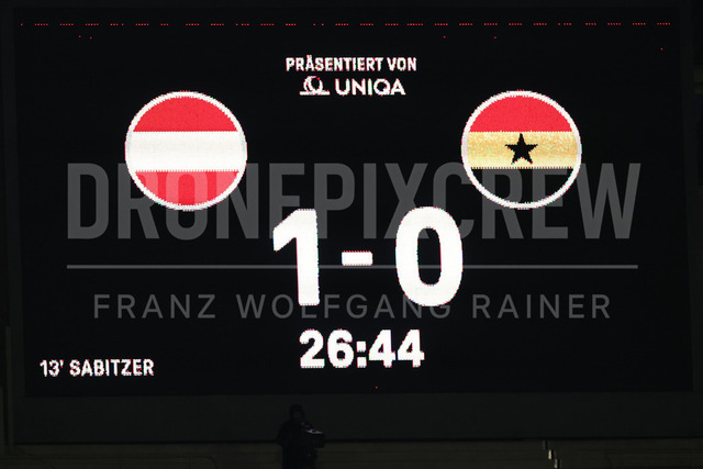 Austria vs Ghana – International Football Match    | VIENNA, AUSTRIA, 27.MAR.26 - SOCCER - OEFB international test match, Austria vs Ghana. The image shows score board.