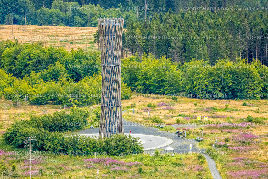 Warstein240713022LoermeckeTurm | Luftbild, Lörmecke-Turm, Aussichtsturm im Plackwald, Warstein, Sauerland, Nordrhein-Westfalen, Deutschland