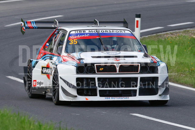 Rechberg Hill Climb 2025 – FIA European Hill Climb Championship | Rechberg Hill Climb 2025, part of the FIA European Hill Climb Championship. High-speed racing action, mountain scenery, atmosphere and pure motorsport passion captured in detail. The image shows Milan Bubnic (SLO) Lancia Delta Integrale.          